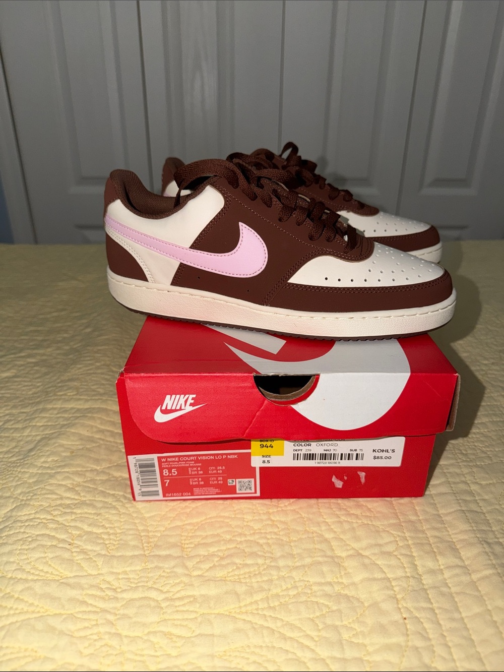 Nike women’s court vision Lo Sneakers in Brown and Pink